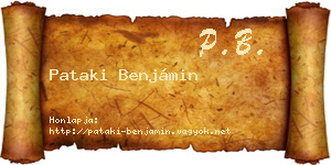 Pataki Benjámin névjegykártya